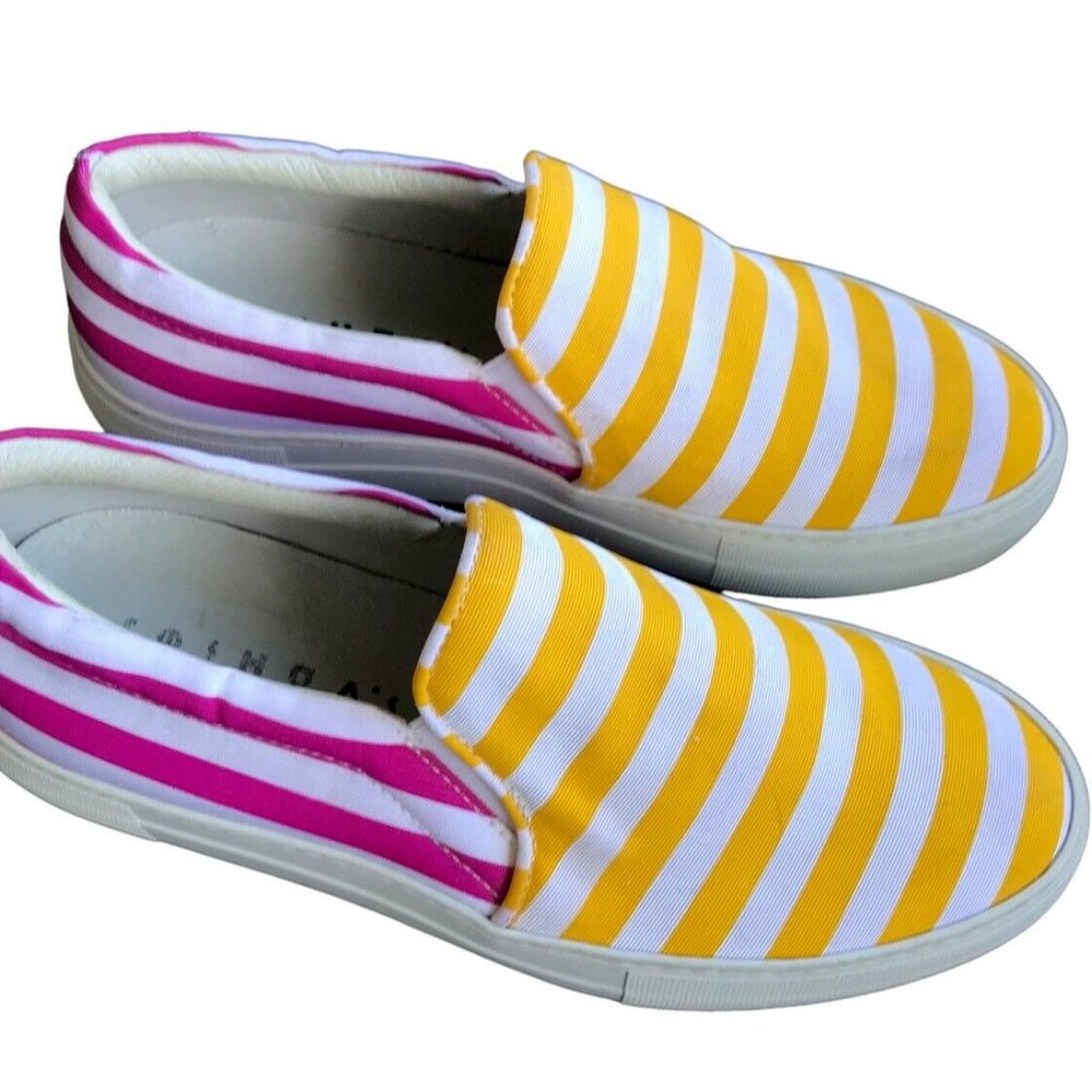 Joshua's Heart in NYC Womens Slip on Stripe Multi Sneakers Made in Italy Sz 38